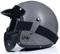 Retrò Harley Motociclo Mezzo Casco, 3/4 Faccia Aperta Caschi, DOT/ECE Approvato, Incrociatore Chopper Scooter Getto Anti-collisione Casco da Moto, per Adulto Uomini Donne(D9,XL/61-62cm)