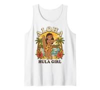 Retro Hawaii Aloha Hula Girl Tavola da Surf Tropical Beach Tramonto Canotta