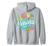 Retro Hawaii Aloha Surf Club Tropical Ibisco Flower Beach Felpa con Cappuccio