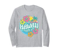 Retro Hawaii Aloha Surf Club Tropical Ibisco Flower Beach Maglia a Manica