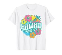 Retro Hawaii Aloha Surf Club Tropical Ibisco Flower Beach Maglietta