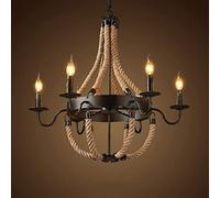Retro Hemp Rope Pendant Industrial Vintage Dining Table Chandelier Rustic Ceiling Light Kitchen Living Room E14 Hanging Lamp
