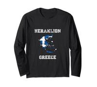 Retro Heraklion Grecia Distressed Grecia Bandiera Maglia a Manica