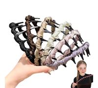 Retro High Skull Pearl Headband, 2/3PCS Cranium Artificial Vintage Tall Skull Pearl Headband, Bridal Hair Hoops Rhinestones Fashion Hair Hoops Accessories for Women Girls (6PCS)