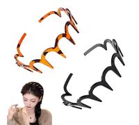 Retro High Skull Pearl Headband, Tooth Hair Comb Headband, Wave Headbands for Women (D*Amber+Black)