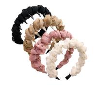 Retro High Skull Pearl Headband, Vintage High Cranium Artificial Pearl Hairband, Elegant Anti-Slip Reversible Head Band with Teeth, Bridal Hair Hoop Rhinestones for Wedding/Party/Daily Wear (4pcs E)