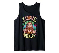 Retro Hippie Groovy I Love Pickles & Jesus Pickle Vegetariano Canotta