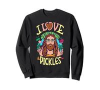 Retro Hippie Groovy I Love Pickles & Jesus Pickle Vegetariano Felpa