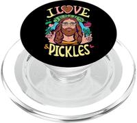 Retro Hippie Groovy I Love Pickles & Jesus Pickle Vegetariano PopSockets PopGrip per MagSafe