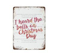 Retro Ho sentito le campane il giorno di Natale Testo dell'inno Cartello in metallo latta Canto di Natale Decorazione per la stanza Canto di Natale Cartello per soggiorno Divertente cartello in metall