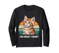 Retro I do What, Funy Orange Tabby Cat Lover Tee Maglia a Manica