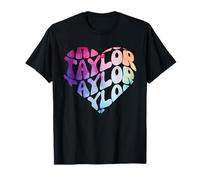 Retro I Love Heart Taylor Groovy Personalizzato Nome Maglietta