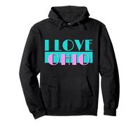 Retro I Love Ohio Neon Logo Classico Ohio OH State Pride Regalo Felpa con Cappuccio