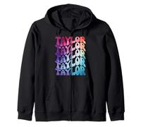 Retro I Love Taylor Groovy 70s 80s Personalizzato Nome Felpa con Cappuccio