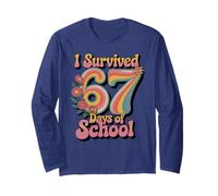 Retro I Survived 67 Giorni di Scuola Meme Six Seven Brain Rot Maglia a Manica