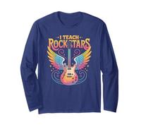 Retro I Teach ROCKSTARS Teacher Band Squad Choir Inspire Maglia a Manica
