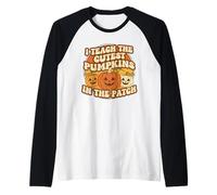 Retro I Teach The Cutest Pumkins in The Patch Teacher Fall Maglia con Maniche Raglan