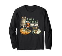 Retro I Was Normal 3 Cats ago Humorous Cat Lovers Owners Maglia a Manica