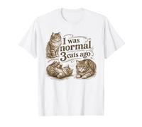Retro I Was Normal 3 Cats ago Humorous Cat Lovers Owners Maglietta