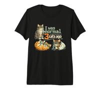 Retro I Was Normal 3 Cats ago Humorous Cat Lovers Owners Maglietta Premium