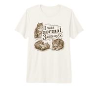 Retro I Was Normal 3 Cats ago Humorous Cat Lovers Owners Maglietta Premium