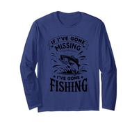 Retro If I 've Gone Missing I've Gone Fishing Funny Pescatore Maglia a Manica