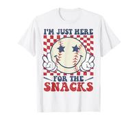 Retro I'm Just Here for the Snacks Baseball Boys Game Day Maglietta