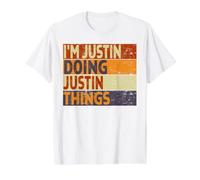 Retro I'm Justin Doing Justin Things Divertente Scherzo di Compleanno Maglietta con Stampa Grafica Economica, Uomo, Bianco, S