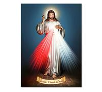 Retro Incandescente Gesù Postera Cristo Confido In Te Citazioni Pittura Su Tela Cattolico Cristiano Sacro Cuore Quadro Home Decor 40X50Cm Senza Telaio