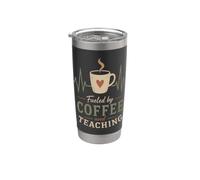Retro Insegnante Caffè Battito Cuore Classe Umorismo Vibe Bicchiere termico in acciaio inox doppia parete