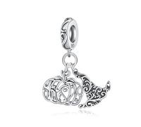 Retro Intagliato Zucca Cappello Strega Ciondolo Fascino, 925 Argento Sterling Fascino Braccialetto Accessorio, Compatibile con Braccialetto Pandora Collana