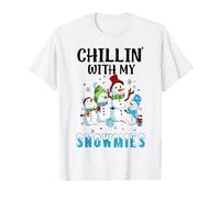 Retro Inverno dicendo Chillin con Il Mio Umorismo Natalizio Snowmie Maglietta