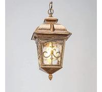 Retro Ip65 Waterproof Hammeglass Lantern Light European Patio Chandelier Outdoor Pavils Garden Hanging Lamp Decor Villa Balcony Grape Rack Lighting Perfect Decorate/Brass/18X35Cm