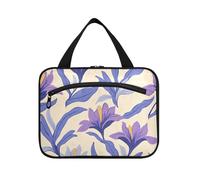 Retro Iris Pattern Bianco Appeso Mens Borsa da Viaggio con Gancio, Designer Compatto Trapuntato Trucco Bag per Viaggiatore Backpacking estuche para guardar maquillaje L