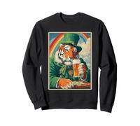 Retro Irish Tiger Bere Birra Vintage Giorno di San Patrizio Felpa