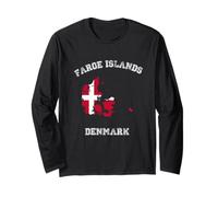 Retro Isole Faroe Danimarca Distressed Danimarca Bandiera Maglia a Manica