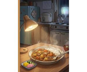 Retro Japanese Curry and Rice A5 Notebook