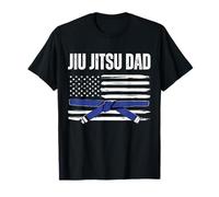 Retro Jiu Jitsu Papà BJJ Blue Line Vintage Festa del Papà Maglietta