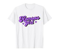 Retro Kansas Ragazza Carino Throwback Stato Maglietta