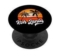 Retro Koh Lanta Tramonto Palme Vintage Travel Design PopSockets PopGrip Adesivo