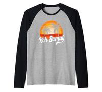Retro Koh Samui Tramonto Palme Vintage Travel Design Maglia con Maniche Raglan