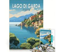 Retro Lago Di Garda Puzzle da 1000 pezzi | Gioco per famiglie impegnativo da completare con pezzi di forma casuale che si incastrano perfettamente 75x50cm
