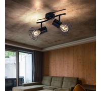 Retrò LED Da Parete Faretto Spot Mobile Filamento Gabbia Coprire Appesa Nero