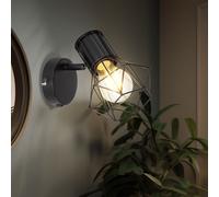 Retrò LED Da Parete Faretto Spot Mobile Filamento Gabbia Coprire Appesa Nero