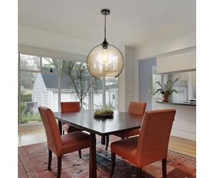 Retrò LED Lampada a Sospensione Salotto Ess Camera Amber Vetro Sfera Coprire Big