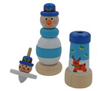 Rétro Legno Set Giocattolo - Set Di 3 - Natale Design - Scegli Colore