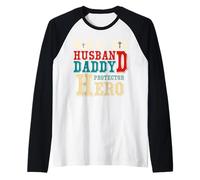 Retro Leone Gesù Croce Dio Marito Papà Protettore Eroe Maglia con Maniche Raglan