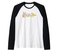Retro Leopard Peace Heart Karma Boho Spiritual Maglia con Maniche Raglan