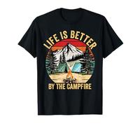 Retro Life Is Better At The Campfire Divertente Campeggio Uomini Donne Maglietta