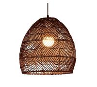 Retro Light Fixtures Water Hollow Weaving Pendant Lighting for Kitchen Island, E27 Rattan Basket Chandelier Boho Home Decoration Hanging Wicker Lamp（Coffee）(Brown,35cm)